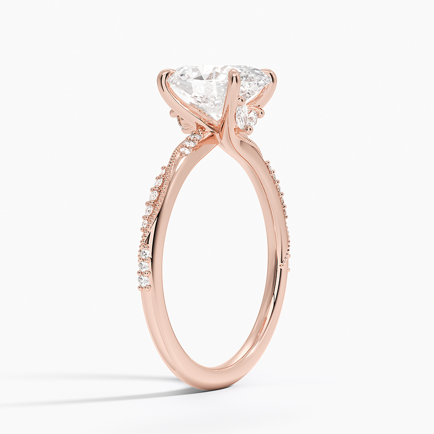 Oval Cut Diamond Engagement Ring, Twisted Band Ring,Unique Solitaire Promise Ring