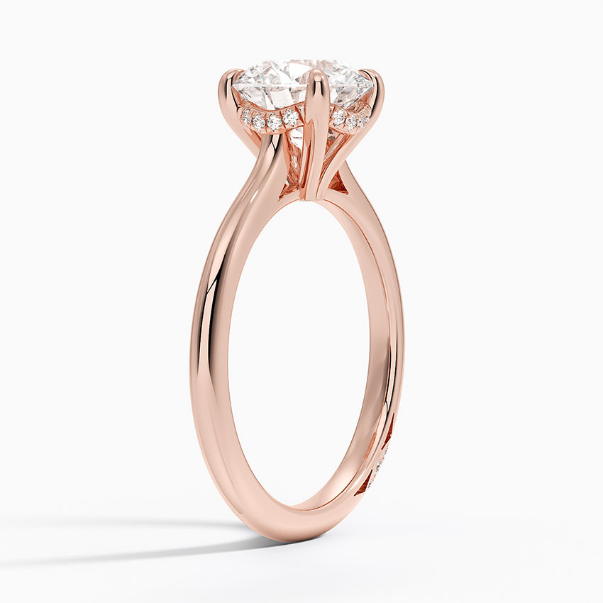 Round Brilliant Cut Solitaire Diamond Engagement Ring, 4 Prong Classic Setting, Minimalist Wedding Ring