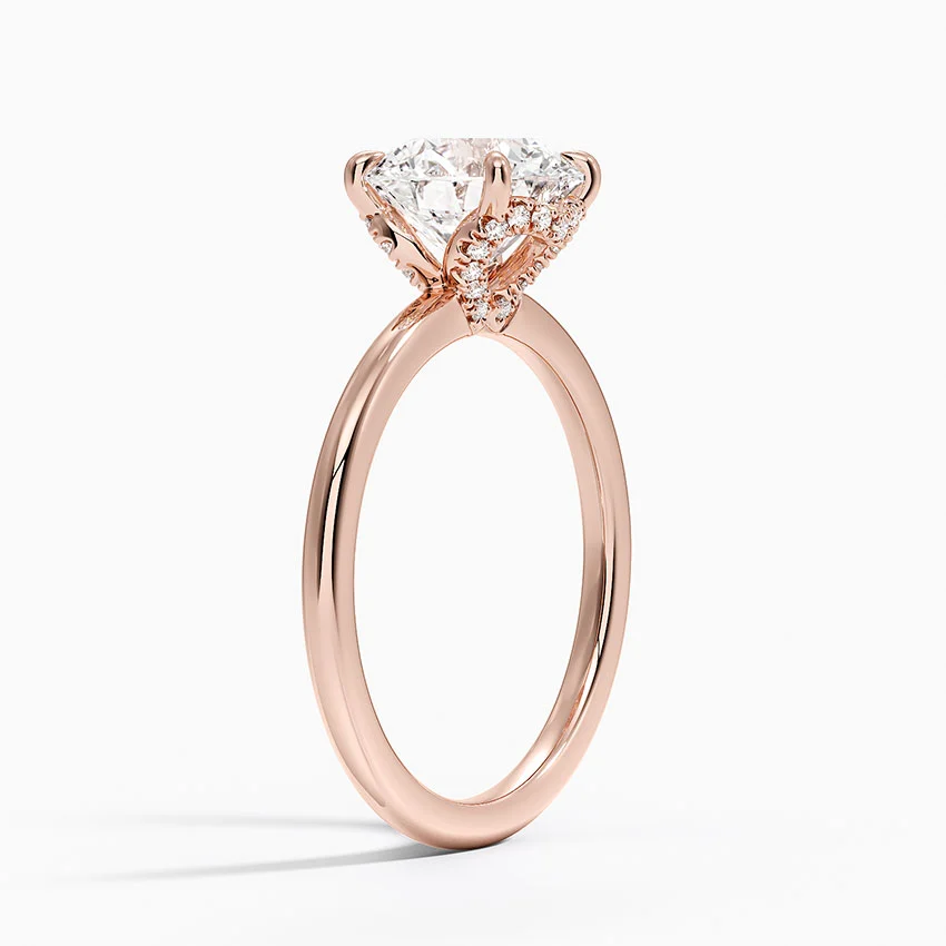 Round Cut Solitaire Diamond Engagement Ring, 4 Prong Classic Minimalist Ring, Timeless Bridal Ring