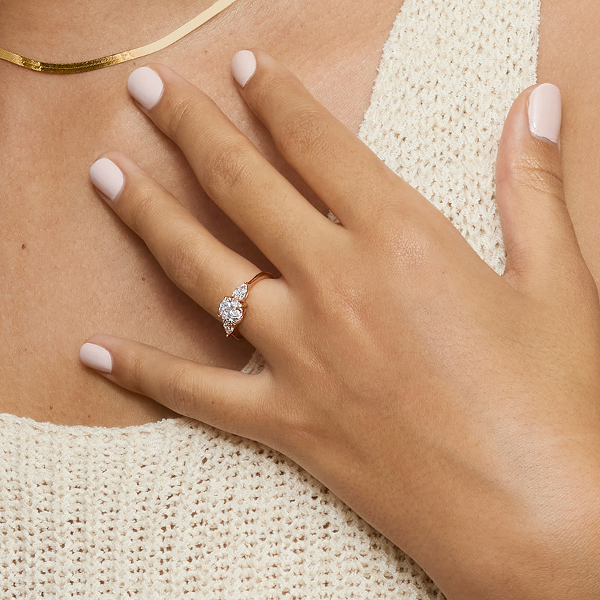 Oval Cut Diamond Engagement Ring, 3 Stone Pear Side Diamond Ring, Solid Gold Promise RingOval Cut Diamond Engagement Ring, 3 Stone Pear Side Diamond Ring, Solid Gold Promise Ring