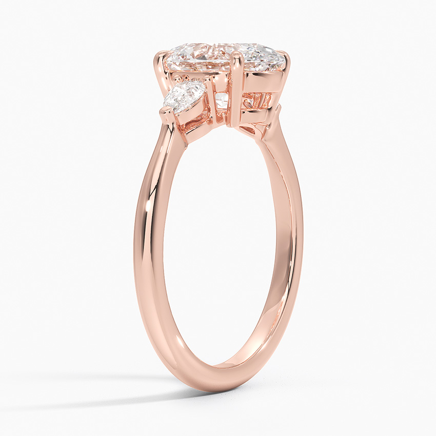 Oval Cut Diamond Engagement Ring, Three Stone Diamond Ring, Pear Side Stone Ring