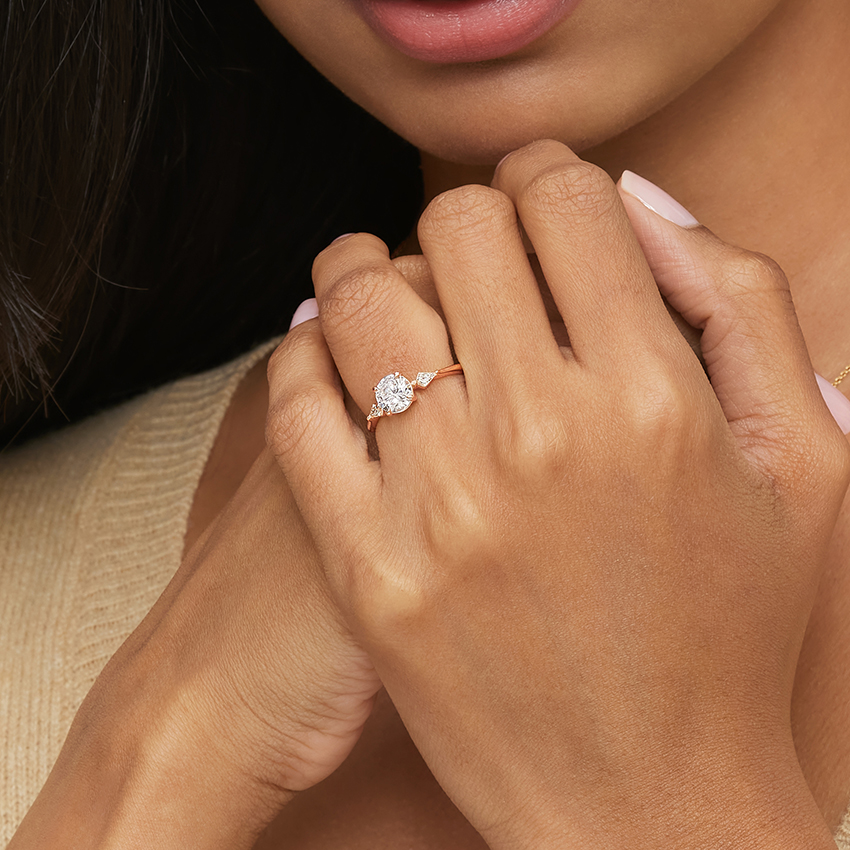 Marquise Cut Diamond Engagement Ring, 3 Stone Ring, Kite Side Diamonds (Copy)
