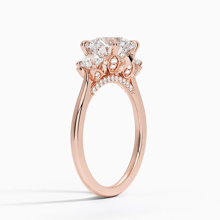 Round Cut Diamond Three Stone Engagement Ring, Classic Trilogy Ring, Anniversary Gift for Her