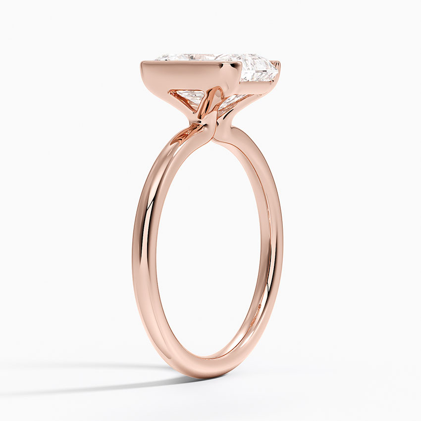 Radiant Cut Bezel Set Diamond Ring, Minimalist Solitaire Engagement Ring