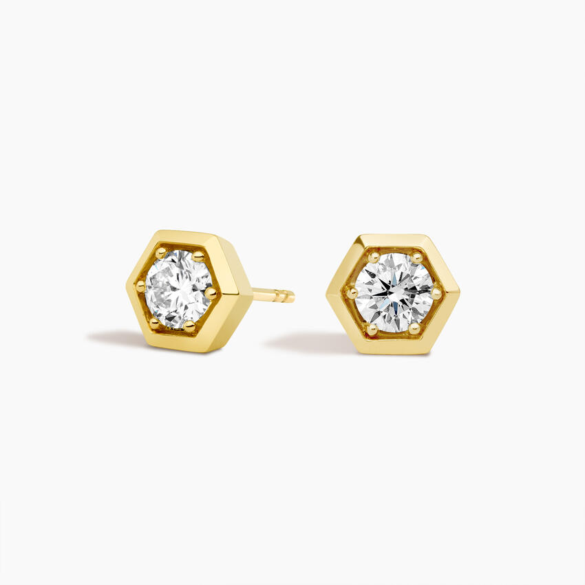 Hexagon Diamond Stud Earrings