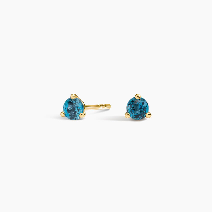 Blue Sapphire Stud Earrings, Round Solitaire Studs, Minimalist September Birthstone Earrings
