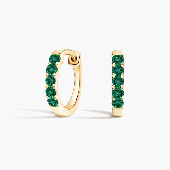 Emerald Huggie Hoop Earrings