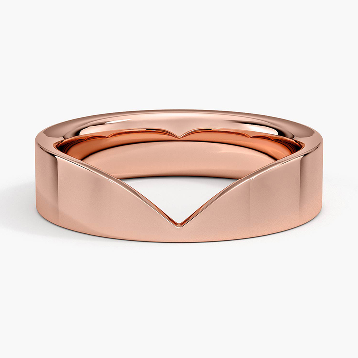 Chevron V Shape Wedding Band, Minimalist Gold Ring, Curved Stacking Band