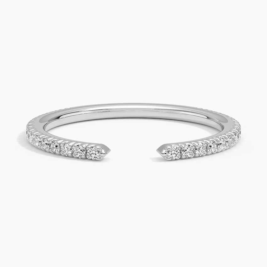 Open Diamond Bangle Bracelet, Minimalist Cuff Bracelet, Gold Diamond Bangle