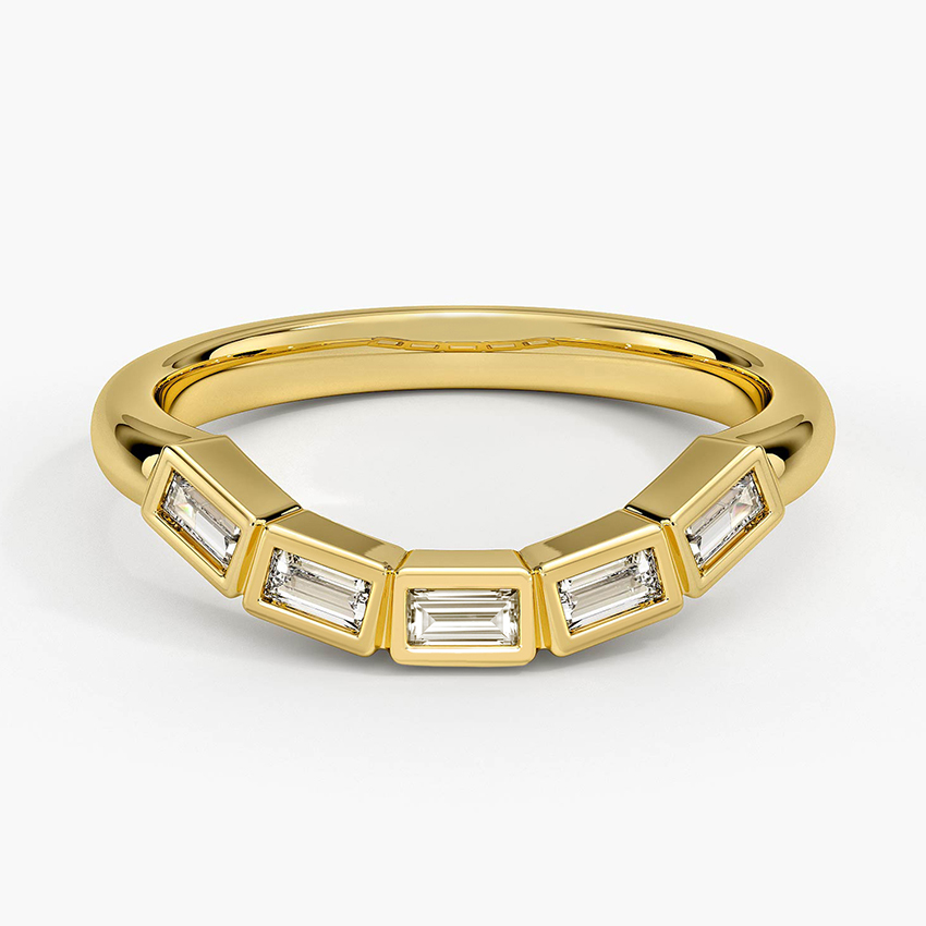 Baguette Diamond Band Ring, Bezel Set Diamond Ring, Minimalist Wedding Band