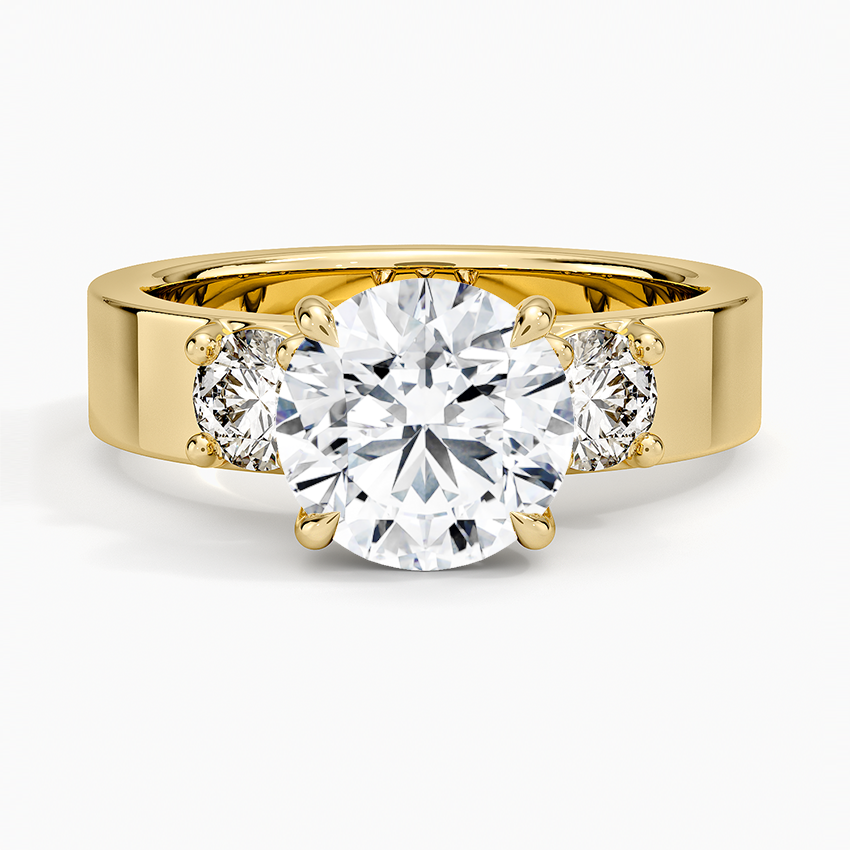 Three Stone Round Diamond Engagement Ring, Classic 3 Stone Diamond Ring, Bridal Proposal Ring
