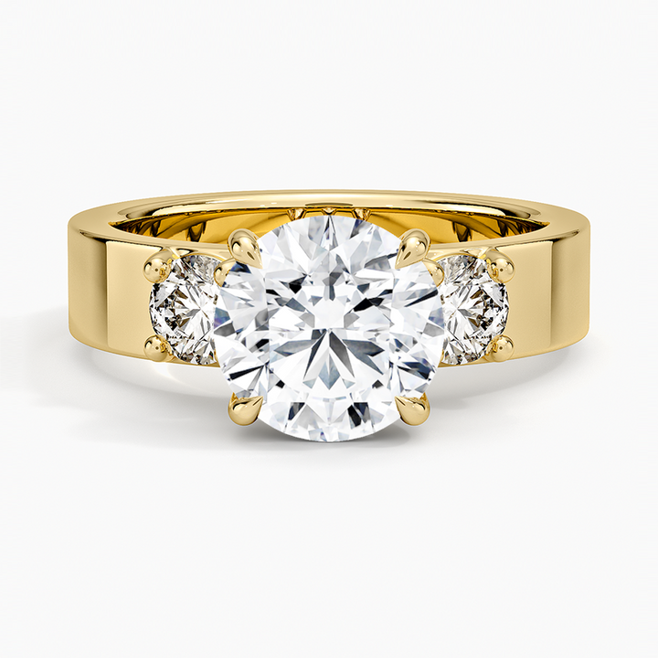 Three Stone Round Diamond Engagement Ring, Classic 3 Stone Diamond Ring, Bridal Proposal Ring