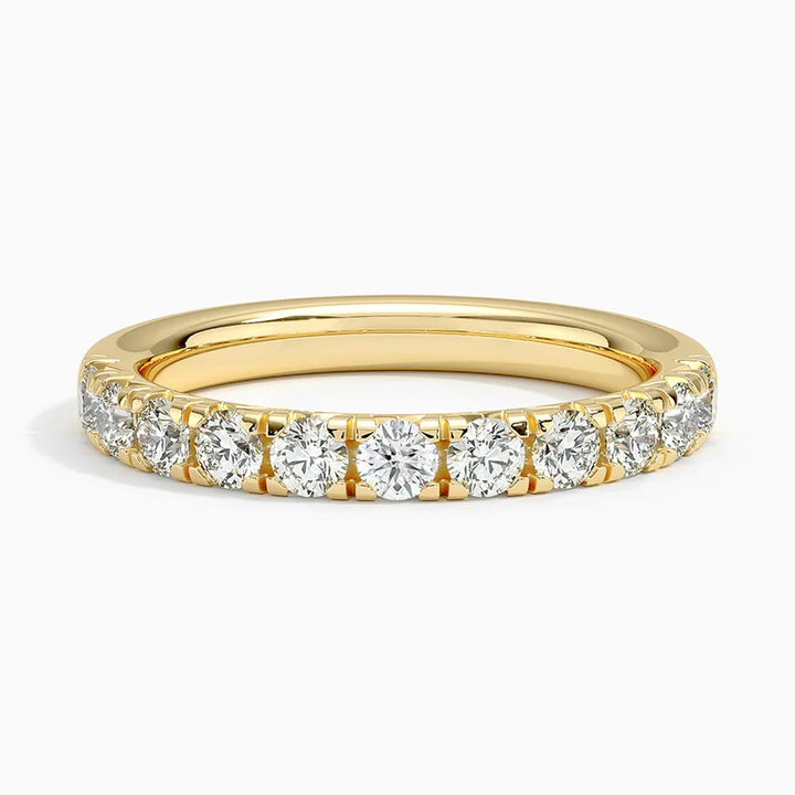 Round Cut Diamond Half Eternity Ring, Minimalist Diamond Stackable Ring, Anniversary Gift for Her