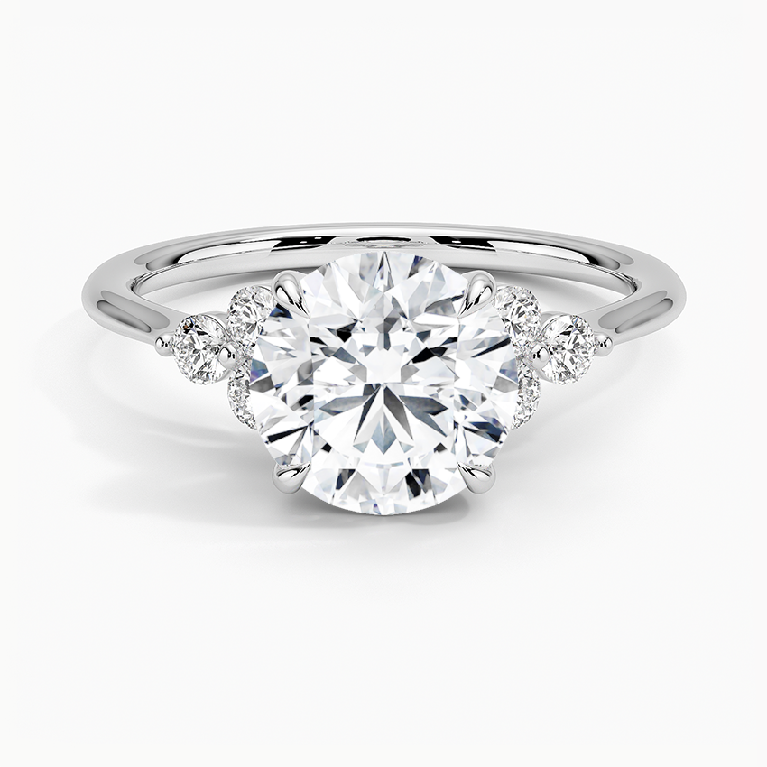 Round Cut Diamond Engagement Ring, Three Stone Diamond Ring, Solid Gold Promise Ring
