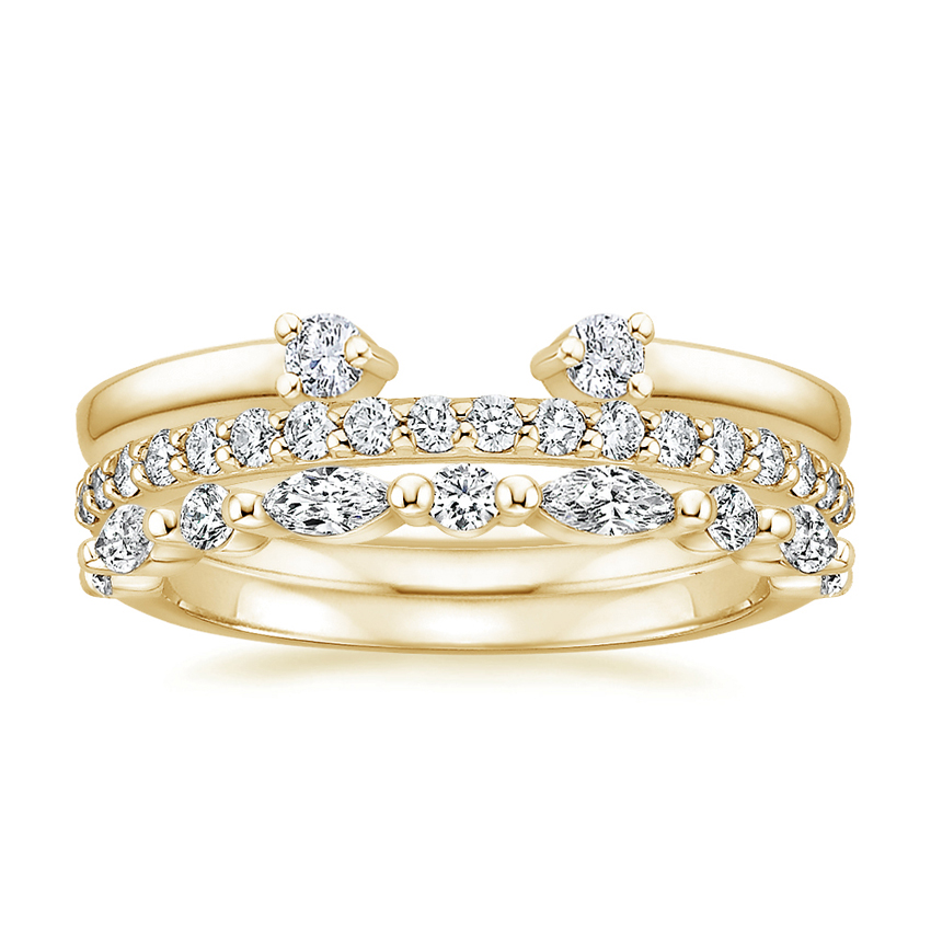 Curved Diamond Wedding Band Set, Stackable Diamond Rings, Minimalist Bridal Ring