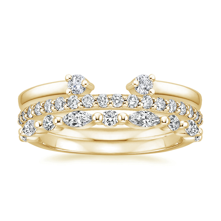 Curved Diamond Wedding Band Set, Stackable Diamond Rings, Minimalist Bridal Ring