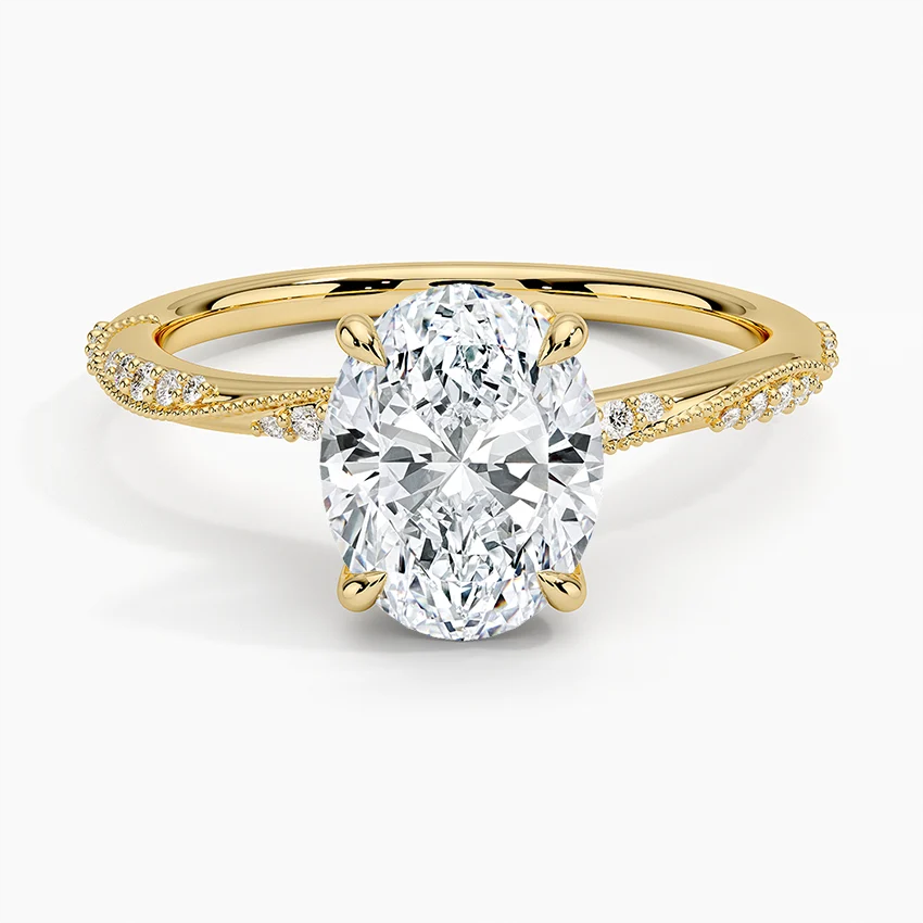 Oval Cut Diamond Engagement Ring, Twisted Band Ring,Unique Solitaire Promise Ring