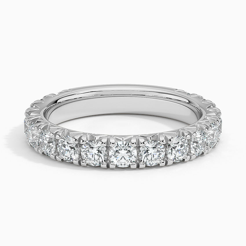 Round Cut Diamond Eternity Band Ring, Full Eternity Wedding Band, Solid Gold Stackable Ring