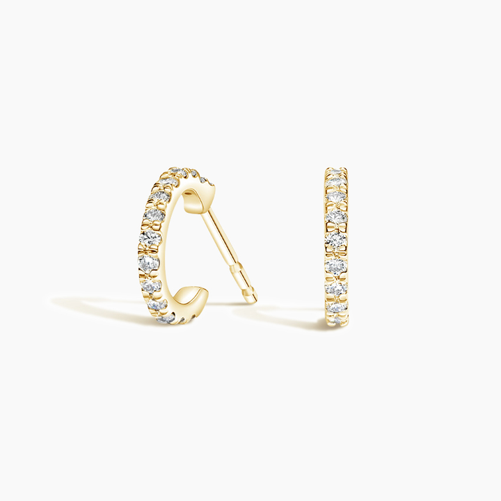 Diamond Huggie Hoop Earrings, Minimalist Diamond Hoop Studs, Everyday Diamond Huggies