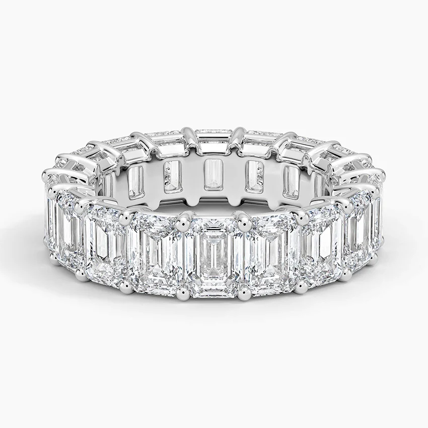 Emerald Cut Diamond Eternity Band Ring, Full Eternity Wedding Band, Luxury Anniversary Ring for Women