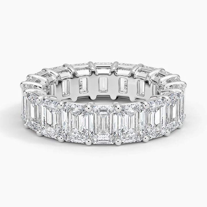 Emerald Cut Diamond Eternity Band Ring, Full Eternity Wedding Band, Luxury Anniversary Ring for Women