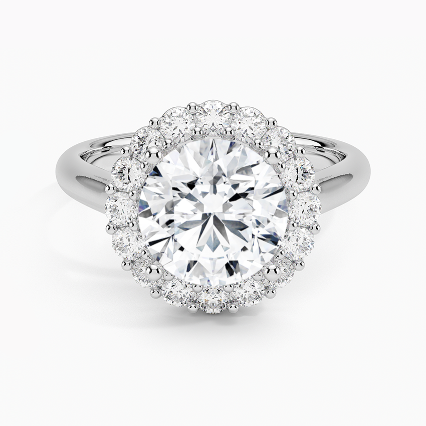 Round Brilliant Halo Diamond Engagement Ring, Classic Halo Bridal Ring, Lab Grown Diamond Ring