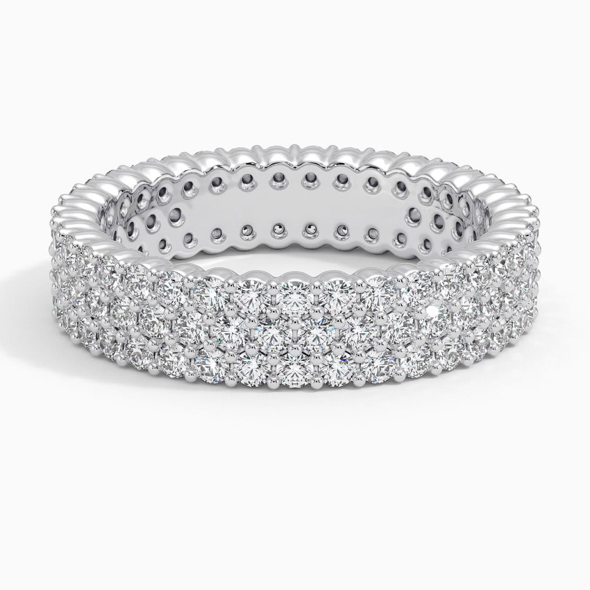 Multi Row Diamond Eternity Band Ring, Full Eternity Pavé Diamond Ring, Wedding Band