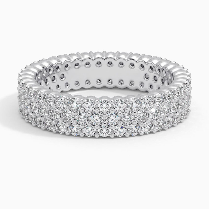 Multi Row Diamond Eternity Band Ring, Full Eternity Pavé Diamond Ring, Wedding Band
