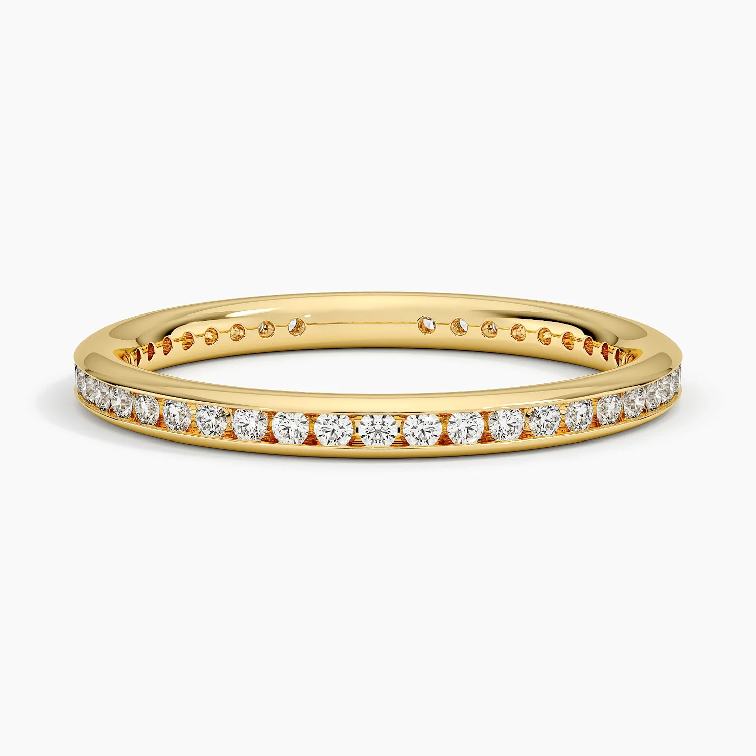 Minimalist Diamond Band Ring, Channel Set Round Diamond Ring, Stackable Wedding Band