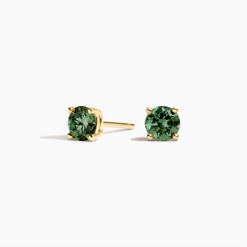Minimalist Round Gemstone Earrings, Tiny Everyday Studs, Green Sapphire Stud Earrings