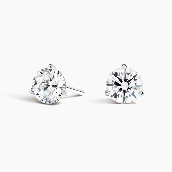 Round Cut Diamond Stud Earrings, Classic Solitaire Diamond Earrings, Minimalist Everyday Jewelry Gift
