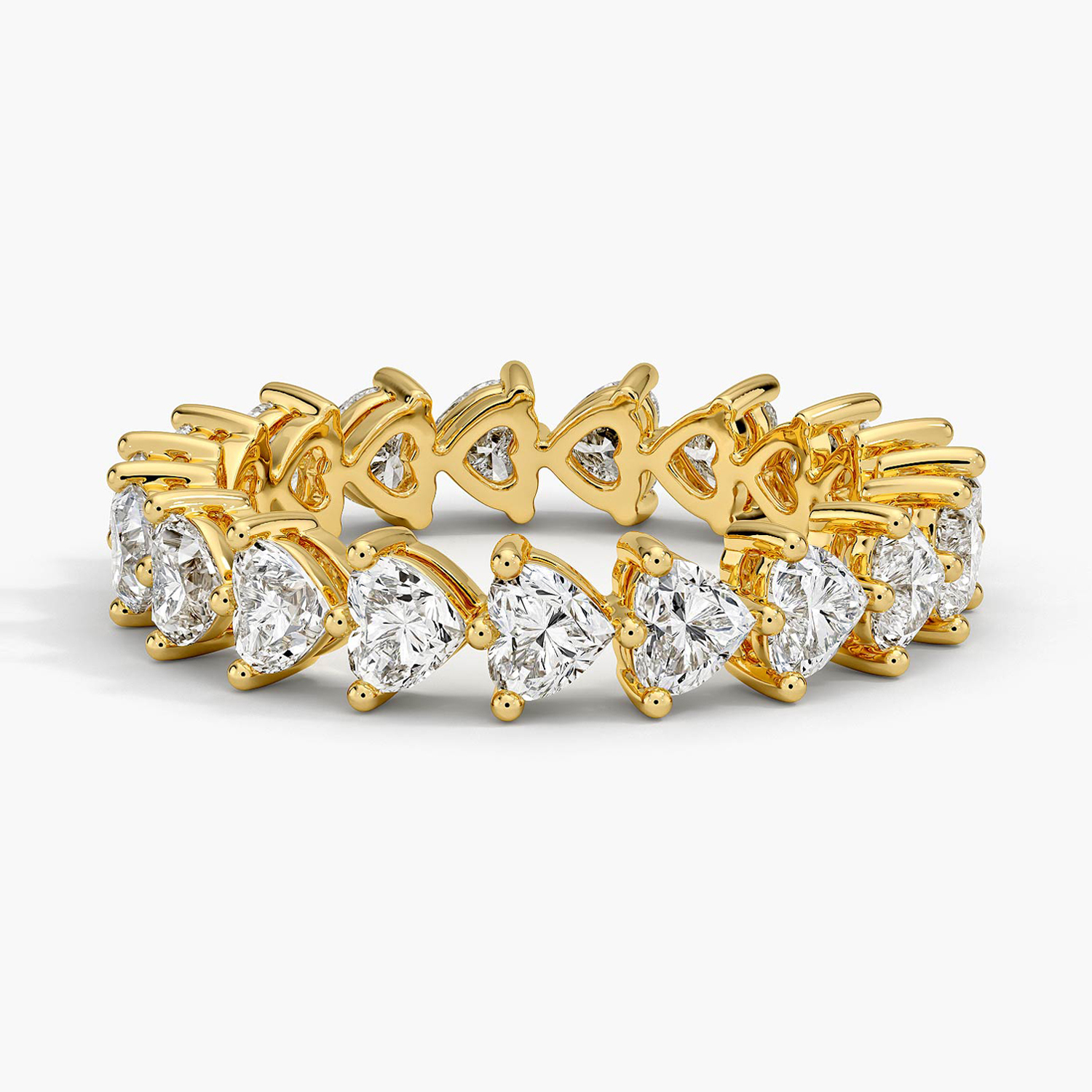 Pear Cut Diamond Eternity Band Ring, Full Eternity Wedding Band, Prong Set Teardrop Diamond Anniversary Ring