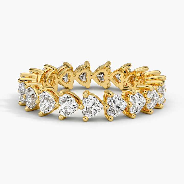 Pear Cut Diamond Eternity Band Ring, Full Eternity Wedding Band, Prong Set Teardrop Diamond Anniversary Ring