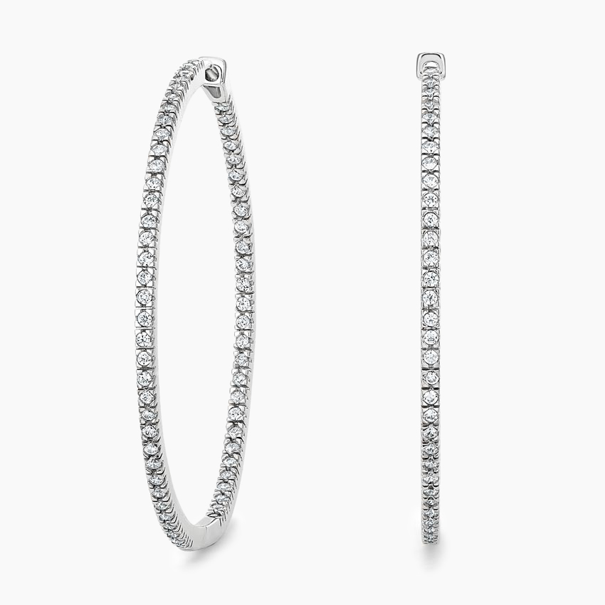 Diamond Hoop Earrings, Thin Pavé Diamond Hoops, Minimalist Gold Hoop Earrings
