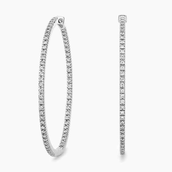 Diamond Hoop Earrings, Thin Pavé Diamond Hoops, Minimalist Gold Hoop Earrings