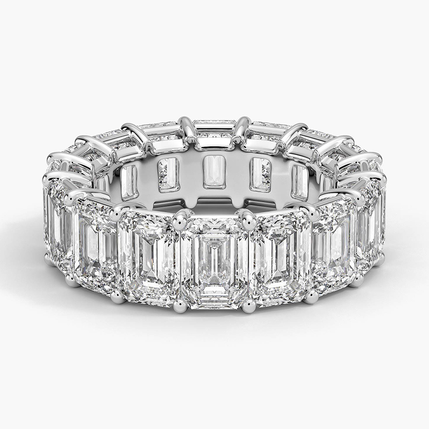 Emerald Cut Diamond Eternity Band Ring, Full Eternity Wedding Band, Baguette Diamond Ring
