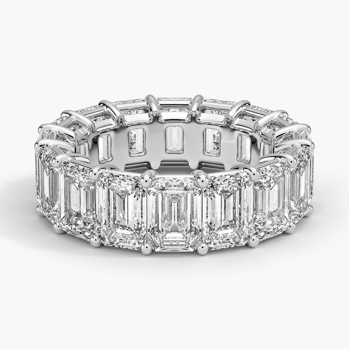 Emerald Cut Diamond Eternity Band Ring, Full Eternity Wedding Band, Baguette Diamond Ring