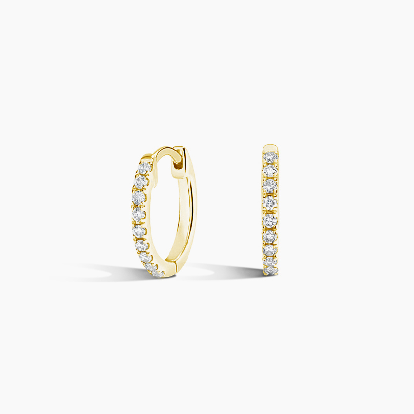 Minimalist Diamond Huggie Hoop Earrings, Dainty Pavé Diamond Hoops for Everyday Wear