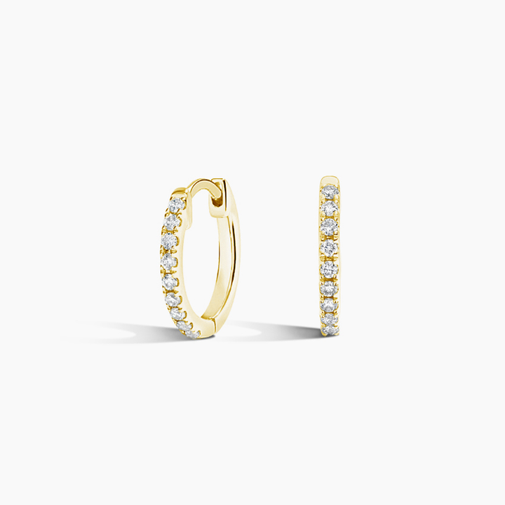 Minimalist Diamond Huggie Hoop Earrings, Dainty Pavé Diamond Hoops for Everyday Wear