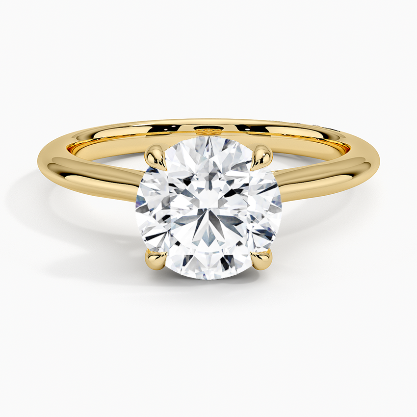 Round Brilliant Cut Solitaire Diamond Engagement Ring, 4 Prong Classic Setting, Minimalist Wedding Ring