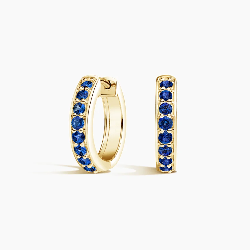 Blue Sapphire Huggie Hoop Earrings