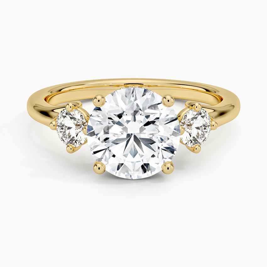 Three Stone Round Cut Diamond Engagement Ring, 3 Stone Diamond Ring, Minimal Bridal Ring