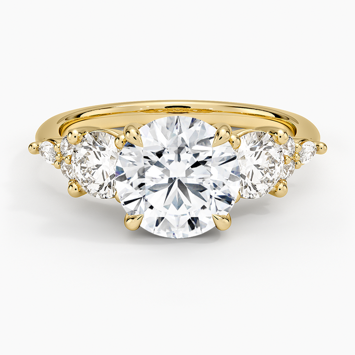 Three Stone Round Cut Moissanite Engagement Ring, Classic Trilogy Ring, Minimalist Bridal Ring
