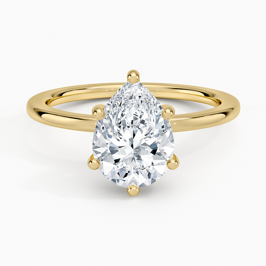 Pear Cut Solitaire Engagement Ring, 6 Prong Teardrop Diamond Ring, Minimalist Promise Ring