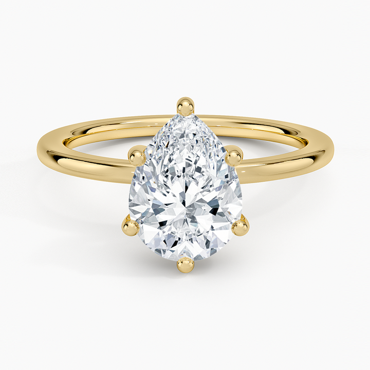 Pear Cut Solitaire Engagement Ring, 6 Prong Teardrop Diamond Ring, Minimalist Promise Ring