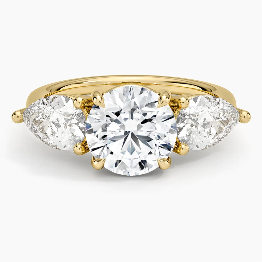 Three Stone Diamond Engagement Ring, Solid Gold Promise Ring, Three Stone Diamond Engagement Ring,