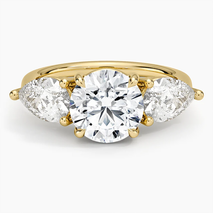 Three Stone Diamond Engagement Ring, Solid Gold Promise Ring, Three Stone Diamond Engagement Ring,