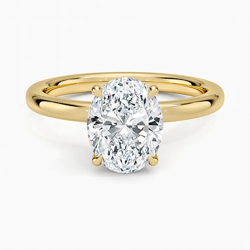 Oval Cut Diamond Solitaire Engagement Ring, 4 Prong Classic Setting, Solid Gold Ring