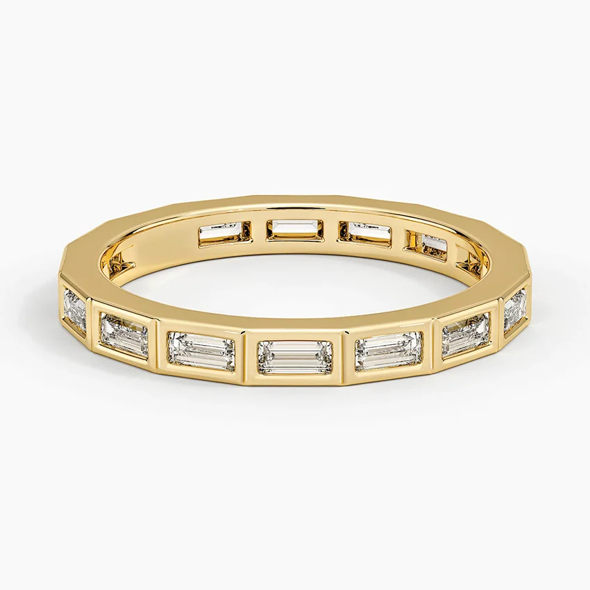 Baguette Diamond Eternity Band Ring, Minimalist Wedding Band, Anniversary Gift for Women