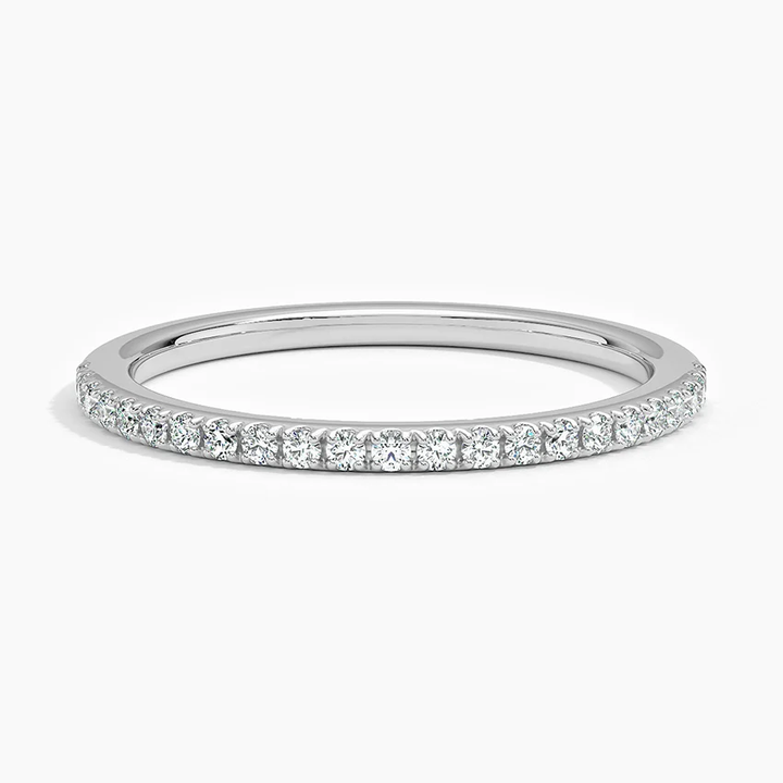 Minimalist Diamond Eternity Band Ring, Thin Stackable Wedding Band, Anniversary Gift